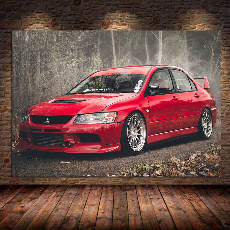 Interior Design Sketch - Плакаты суперкара Lancer Evo Red Car