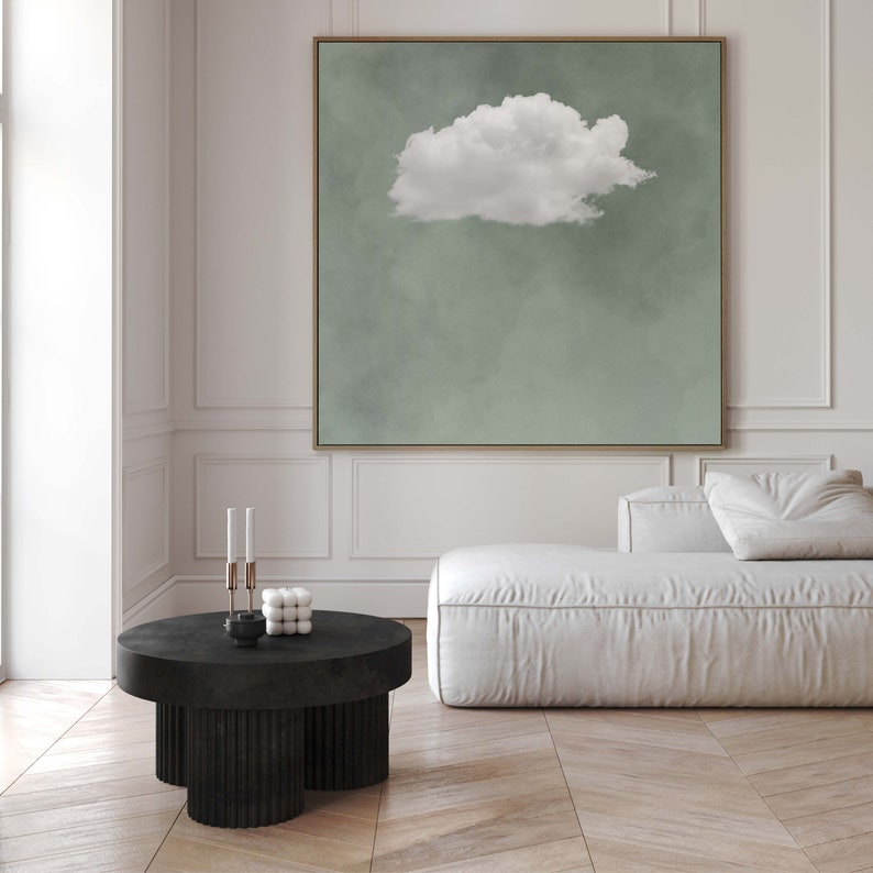 Interior Design Sketch - Трава, зеленое небо, облака, Настенная картина,